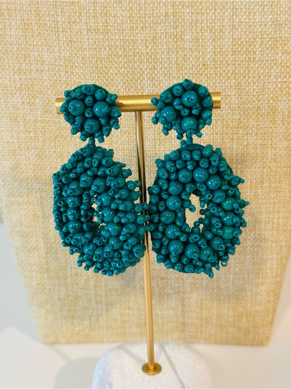 Fashion Jewelry Teal Clustered Bead Drop Earrings
